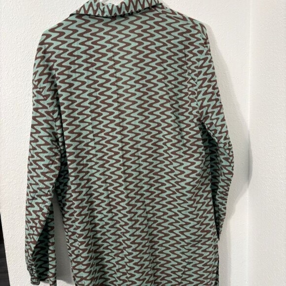 Zara Printed Tunic Long Sleeve Side Slit Front Tie Closure Retro Size XL - Picture 9 of 11